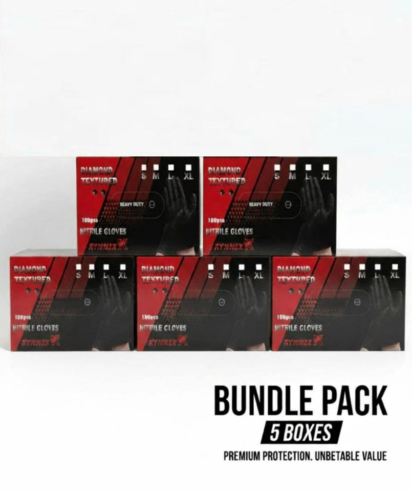 500- 8mil Diamond Textured Disposable Nitrile Gloves (5 Boxes)